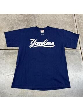 vintage new york yankees nike center swoosh navy shirt size large